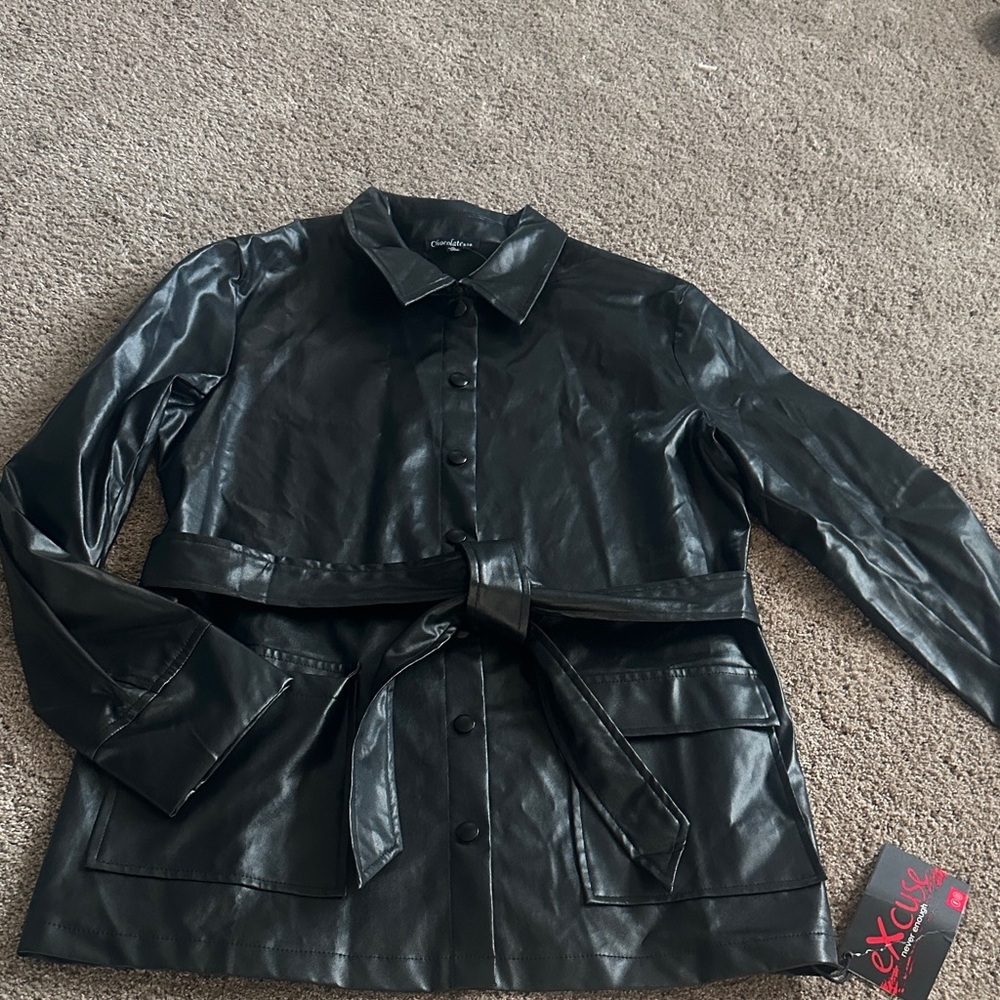 Black Women's Faux Leather Jacket